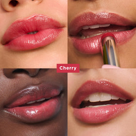 Clarins lip oil balm 05 Cherry swatch on arm showing sheer cherry tint and shine