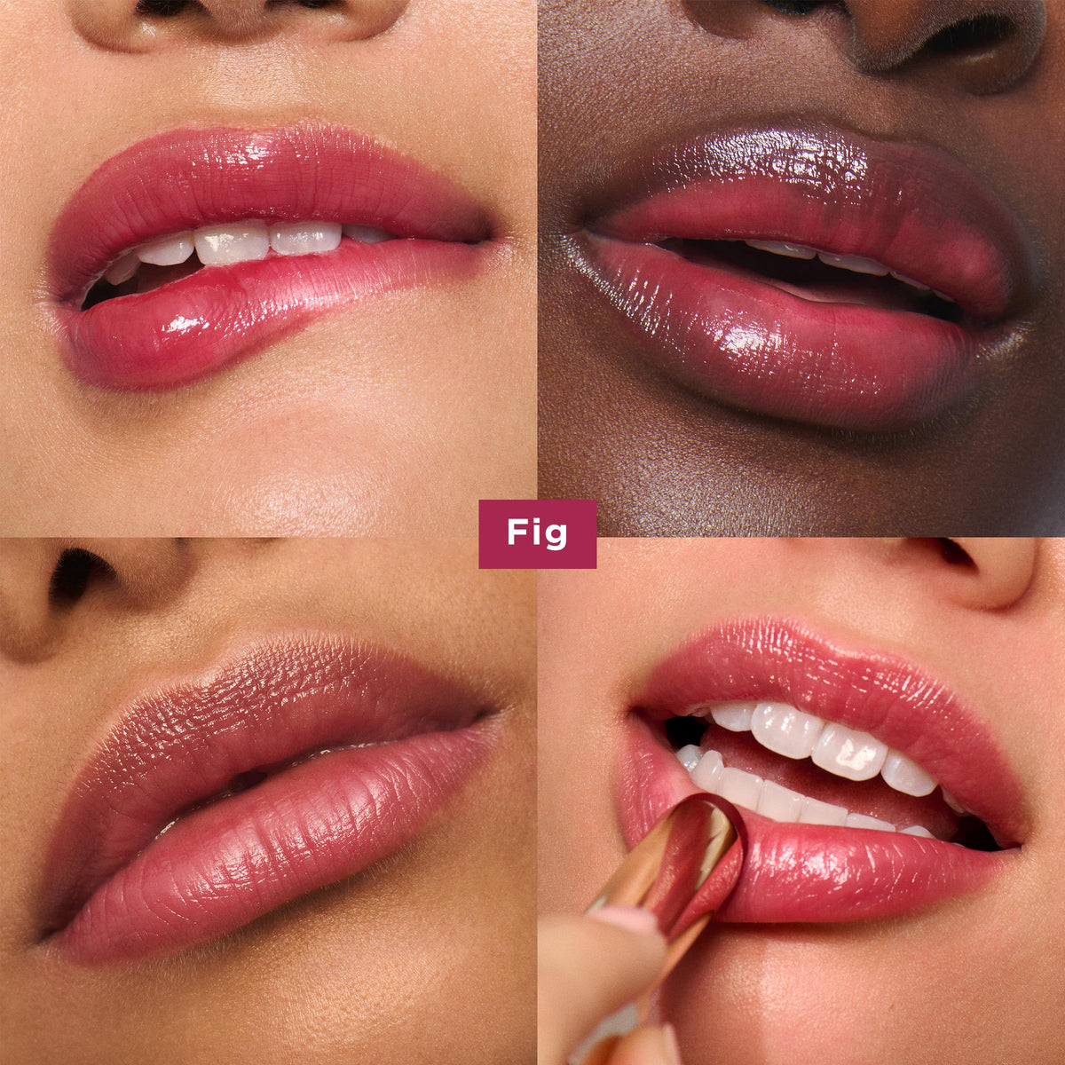 Clarins lip oil balm swatch on skin demonstrating sheer fig color and luminous shine benefit