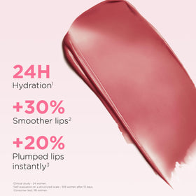 Clarins balm texture close-up highlighting glossy, nourishing finish benefit