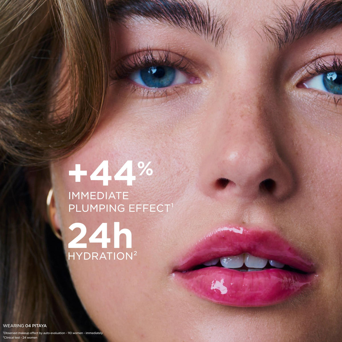 Clarins lip oil on lips closeup revealing high-shine plumping effect benefit