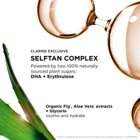 Clarins applied to face illustrating natural-looking, buildable glow