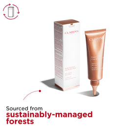 CLARINS model with smooth neck and décolleté illustrating lifted look