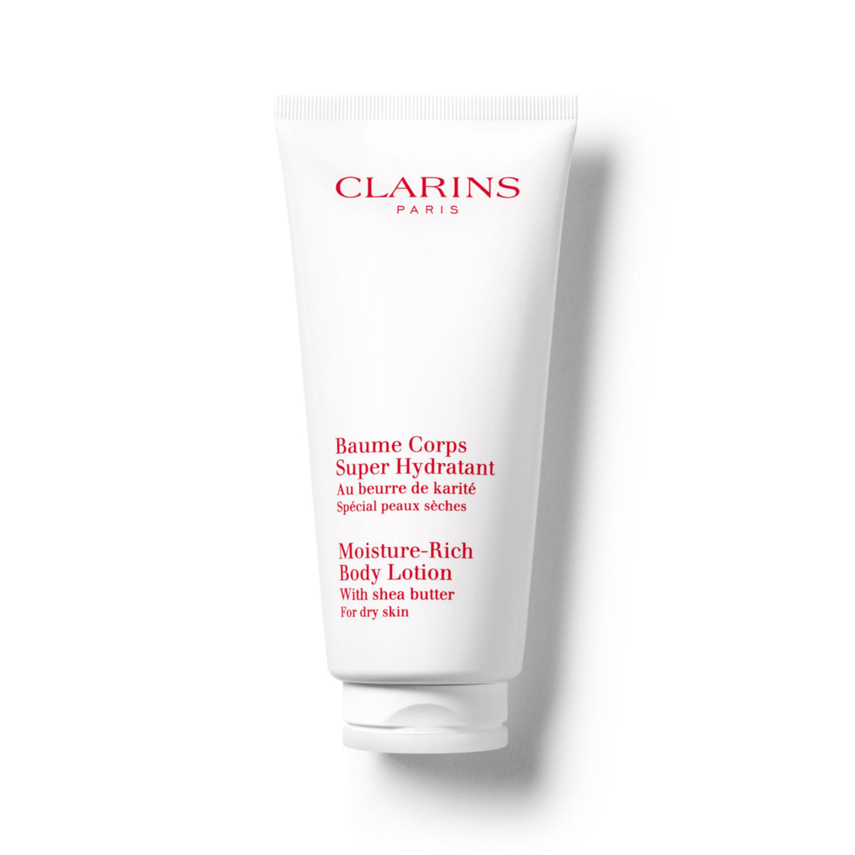 Clarins front packaging showing bottle and label for easy identification and trust