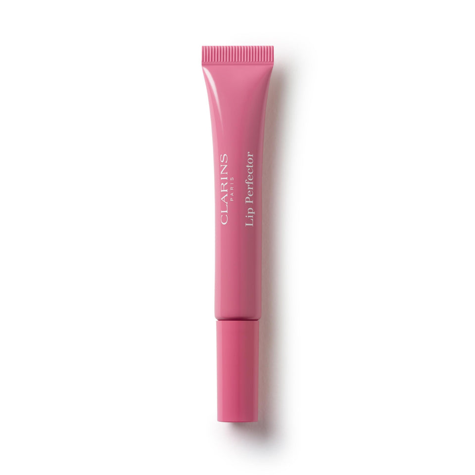 Clarins Natural Lip Perfector front view showing elegant tube and glossy finish benefit