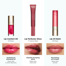 Clarins tube held in hand to show scale and travel-friendly size