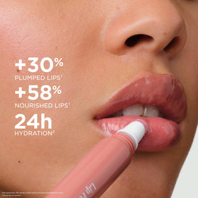 Clarins texture swipe on hand showing creamy gloss and nourishing emollient finish