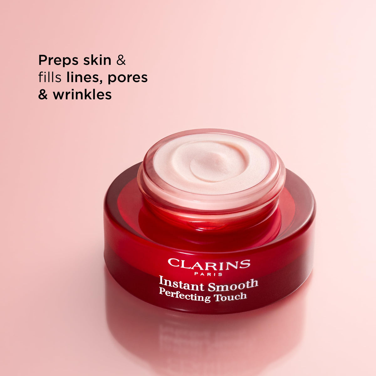 Clarins primer texture close-up demonstrating smooth, melt-in finish
