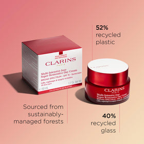 Clarins product styled on bathroom shelf suggesting daily routine convenience benefit