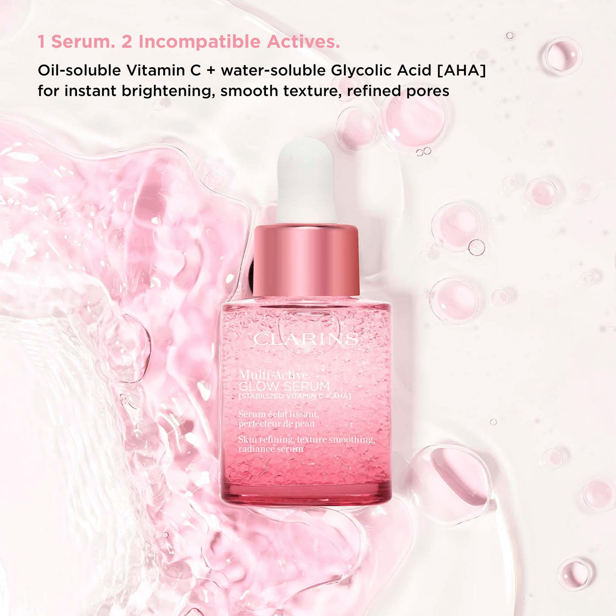 Clarins small texture droplet on skin showing lightweight finish and easy absorption