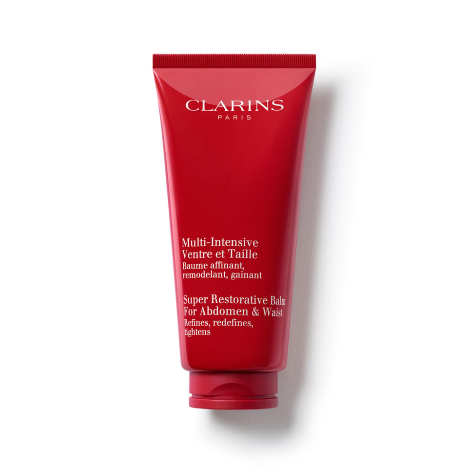 Clarins front packaging showing product tube and key benefits