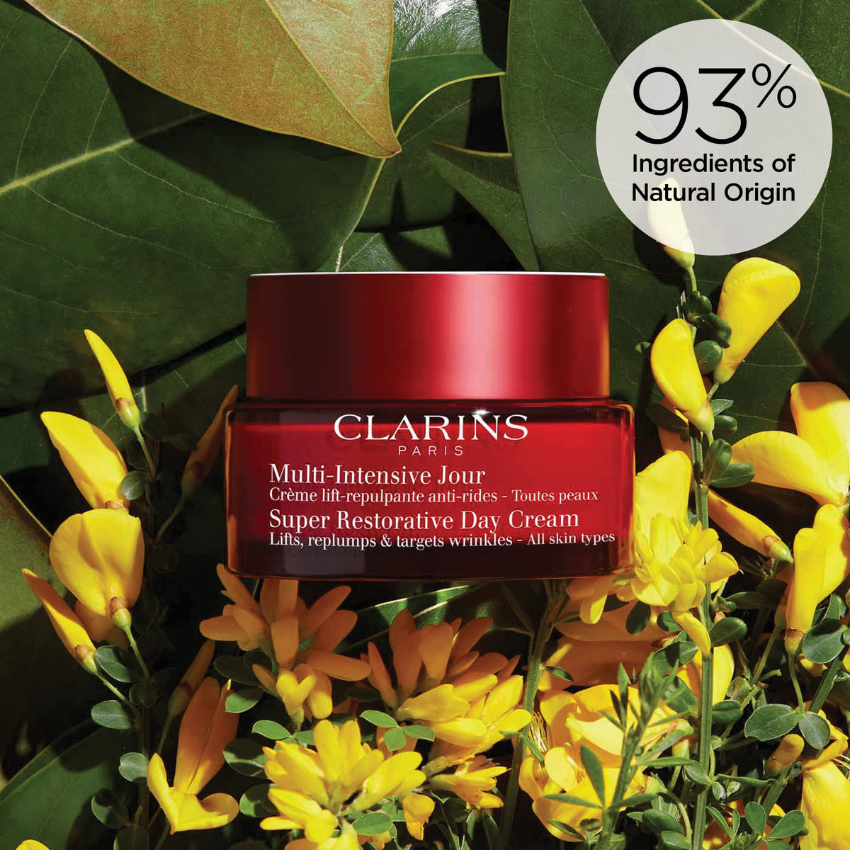 Clarins jar next to coin for scale, shows compact daily usage size