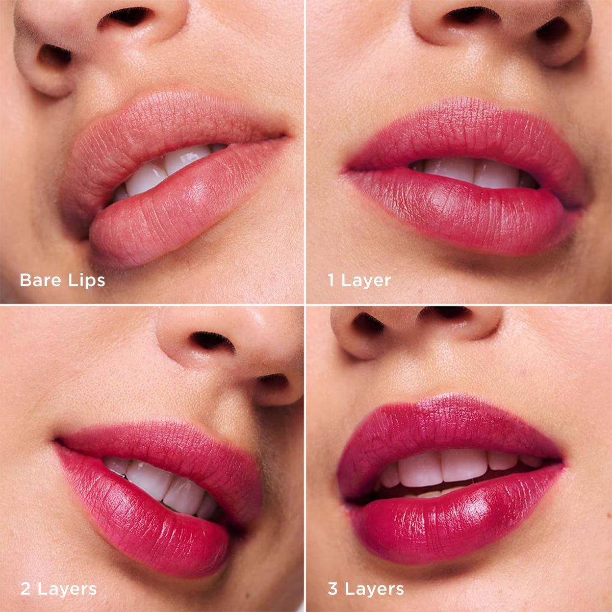 Clarins lip stain on model lips showing before and after hydration