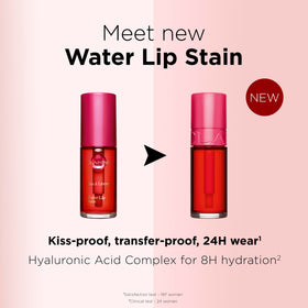 Clarins lip stain paired with lip oil to show finish options