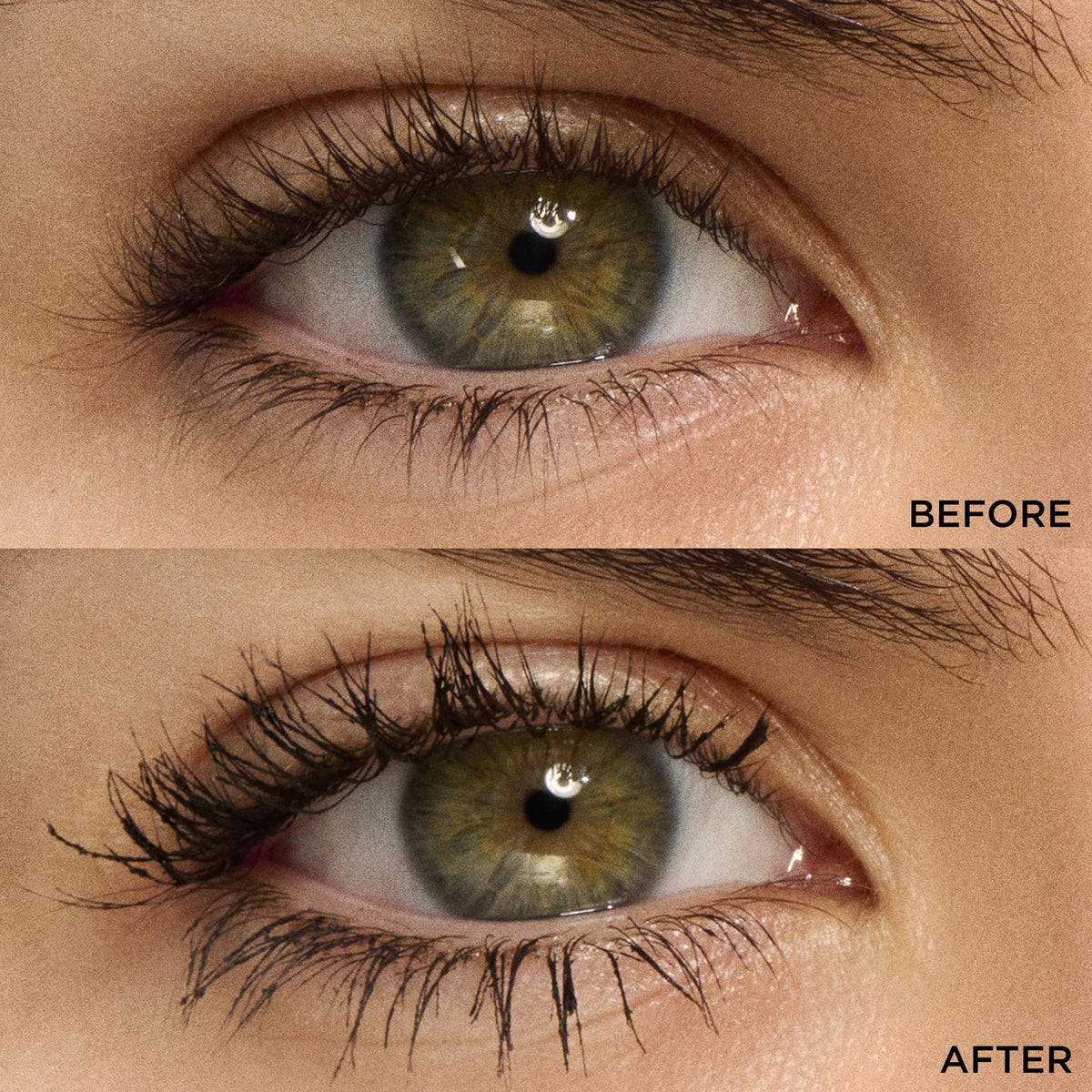 Clarins mascara applied on lashes demonstrating lengthening and volume