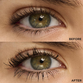 Clarins mascara applied on lashes demonstrating lengthening and volume