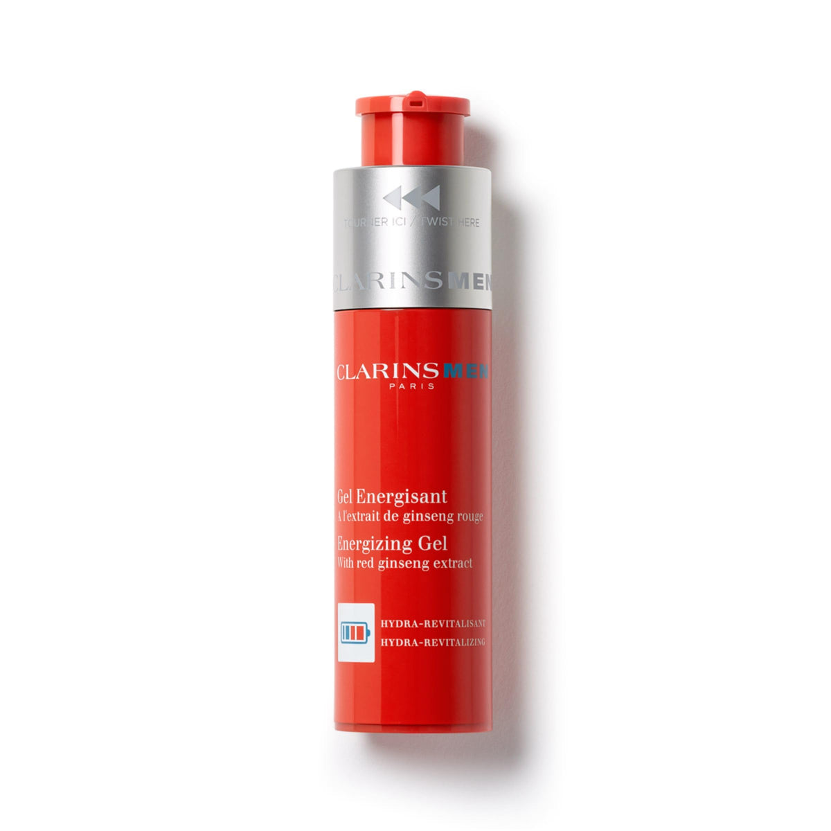 CLARINS front packaging of energizing gel showing sleek tube and branding for quick selection