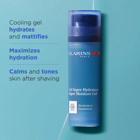 CLARINS gel texture close-up highlighting lightweight, fast-absorbing feel