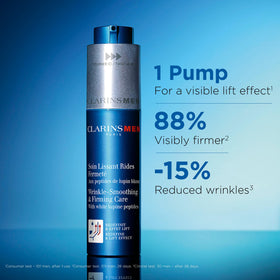 CLARINSMEN jar open displaying cream texture and quick absorption benefit