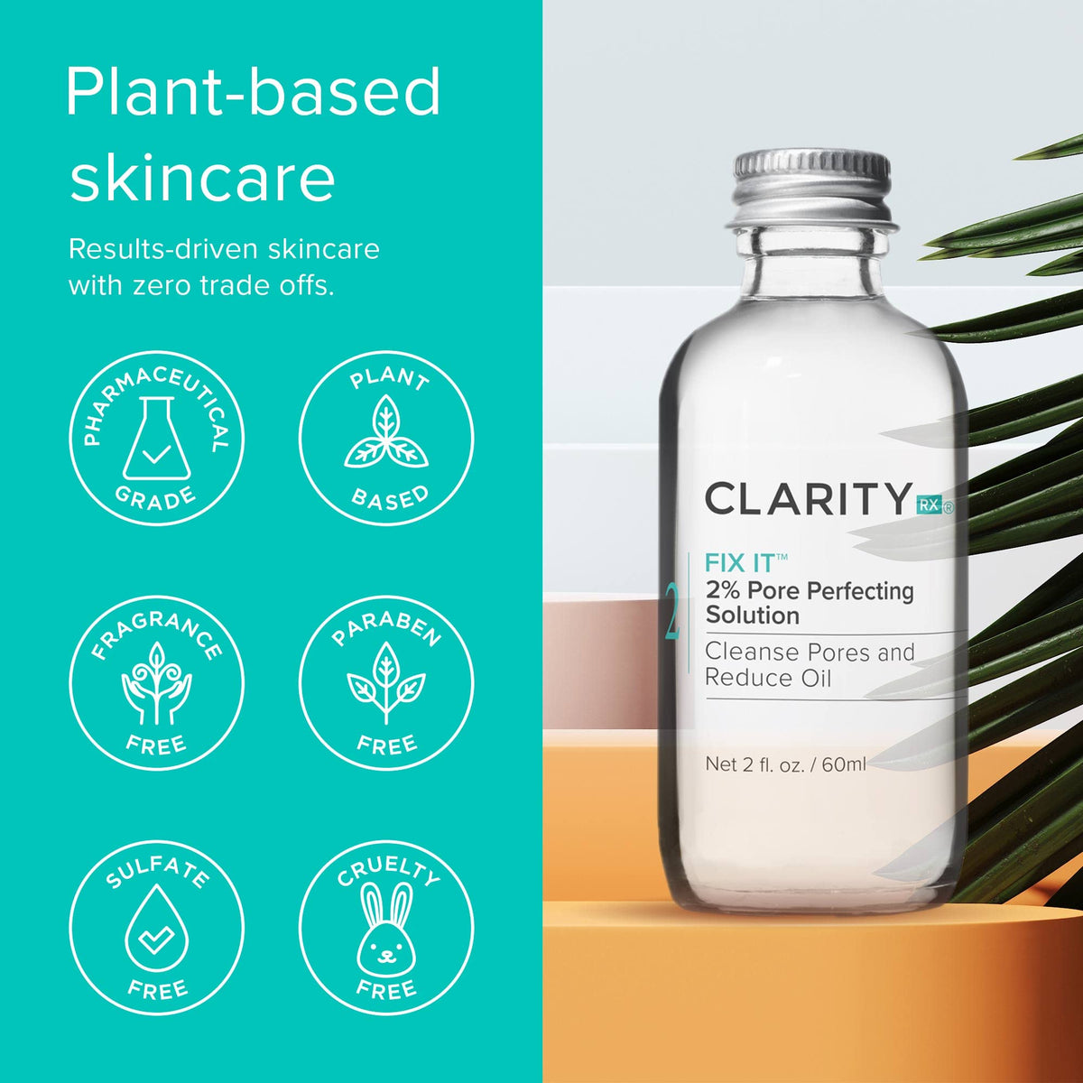ClarityRx 2 fl oz bottle next to coin for size reference and travel convenience
