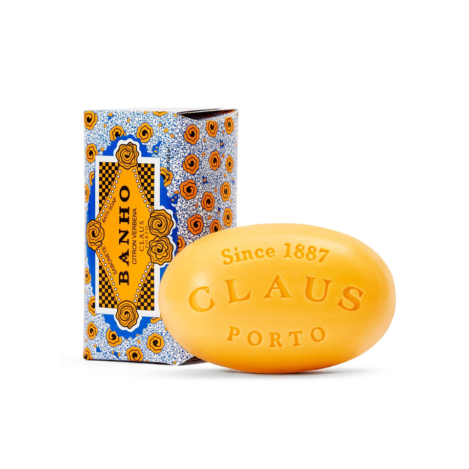 Claus Porto front packaging showing decorative wrap and energizing citrus appeal