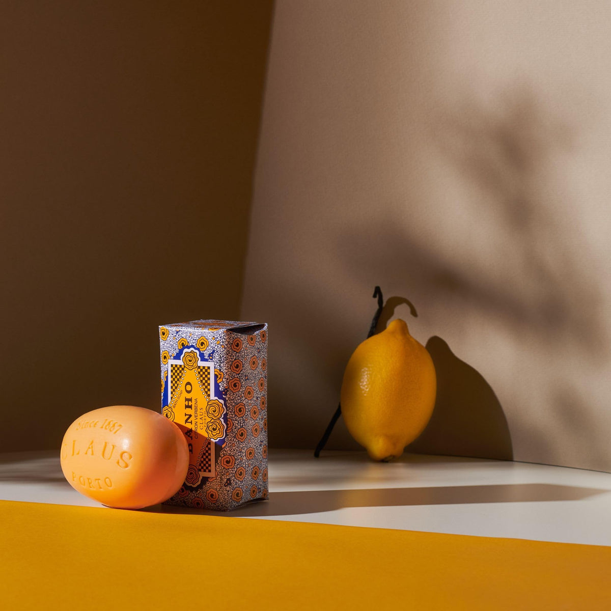 Claus Porto soap in bathroom being lathered delivering fresh citrus cleanse