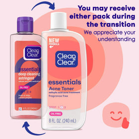 Clean & Clear being applied with a cotton pad to remove oil and impurities