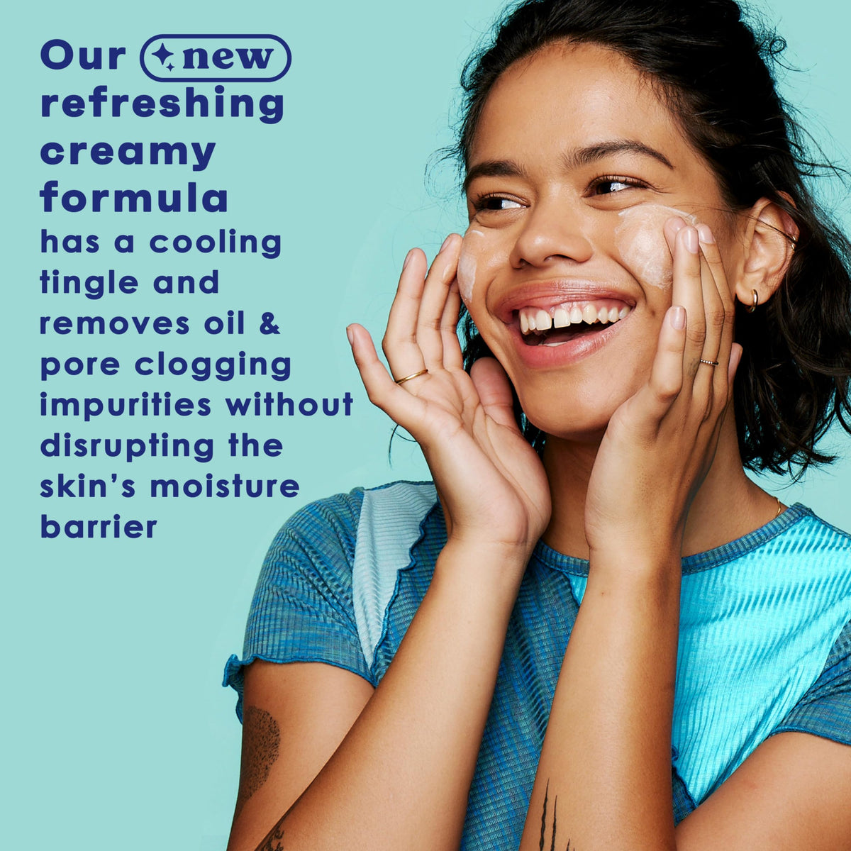 Clean & Clear cream lather on hand demonstrating deep cleaning action