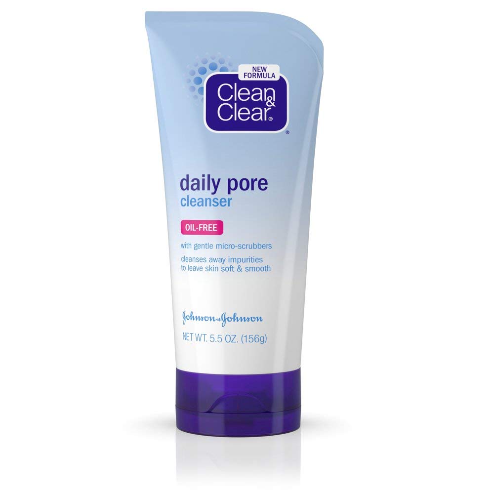 Clean & Clear front tube showing cleanser packaging and clear-skin benefit