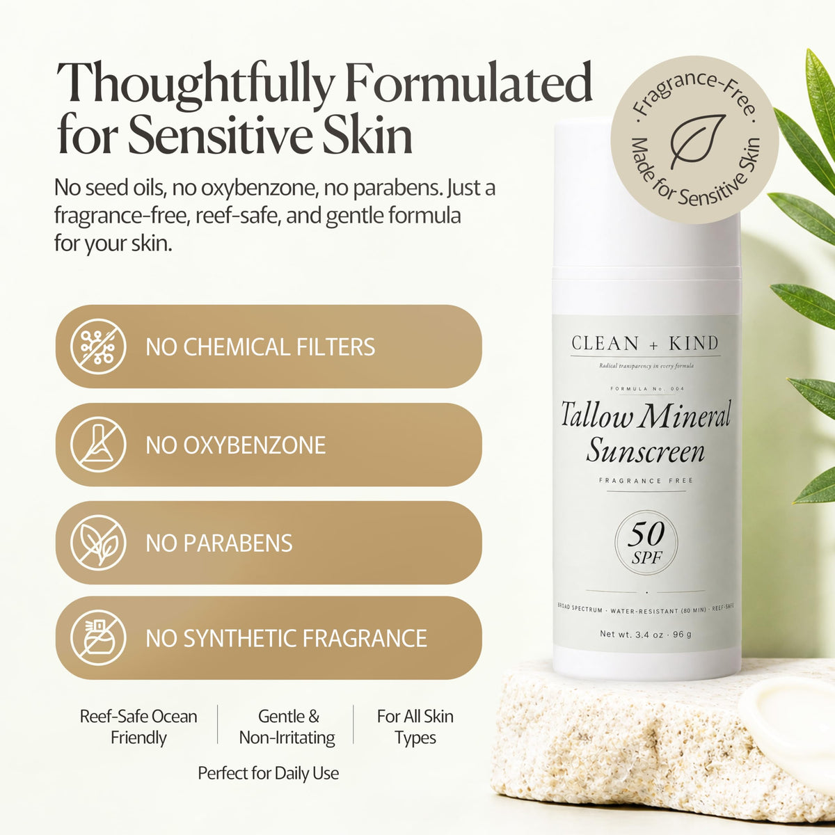 Clean + Kind applied to face demonstrating invisible blend and hydration