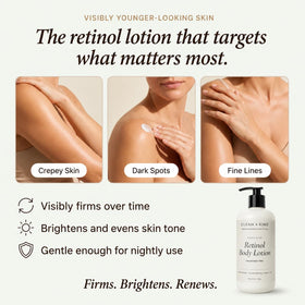 Clean + Kind lotion spread on forearm demonstrating non-greasy finish