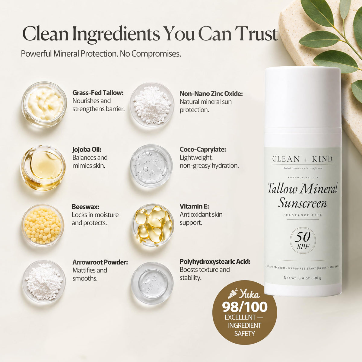 Clean + Kind pump dispensing sunscreen for easy, mess-free application