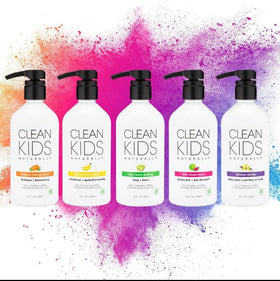 Clean Kids Naturally on bathroom shelf styled to show family-friendly lifestyle