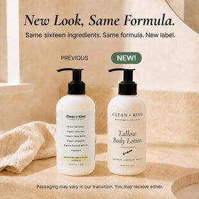 Clean + Kind applied to elbow demonstrating moisturizing effect on rough skin