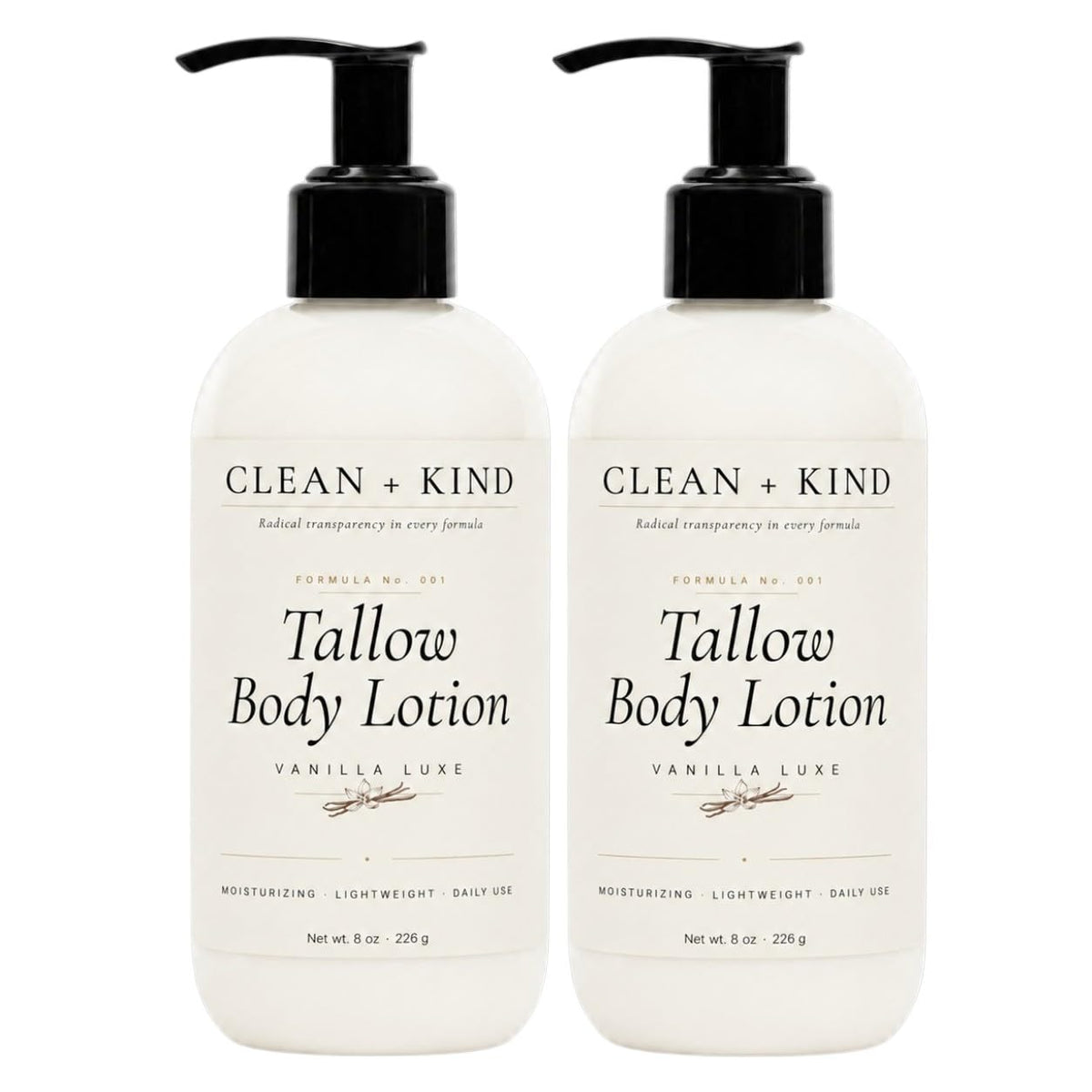 Clean + Kind front packaging showing 16 oz family-size bottle and pump, clear label benefit