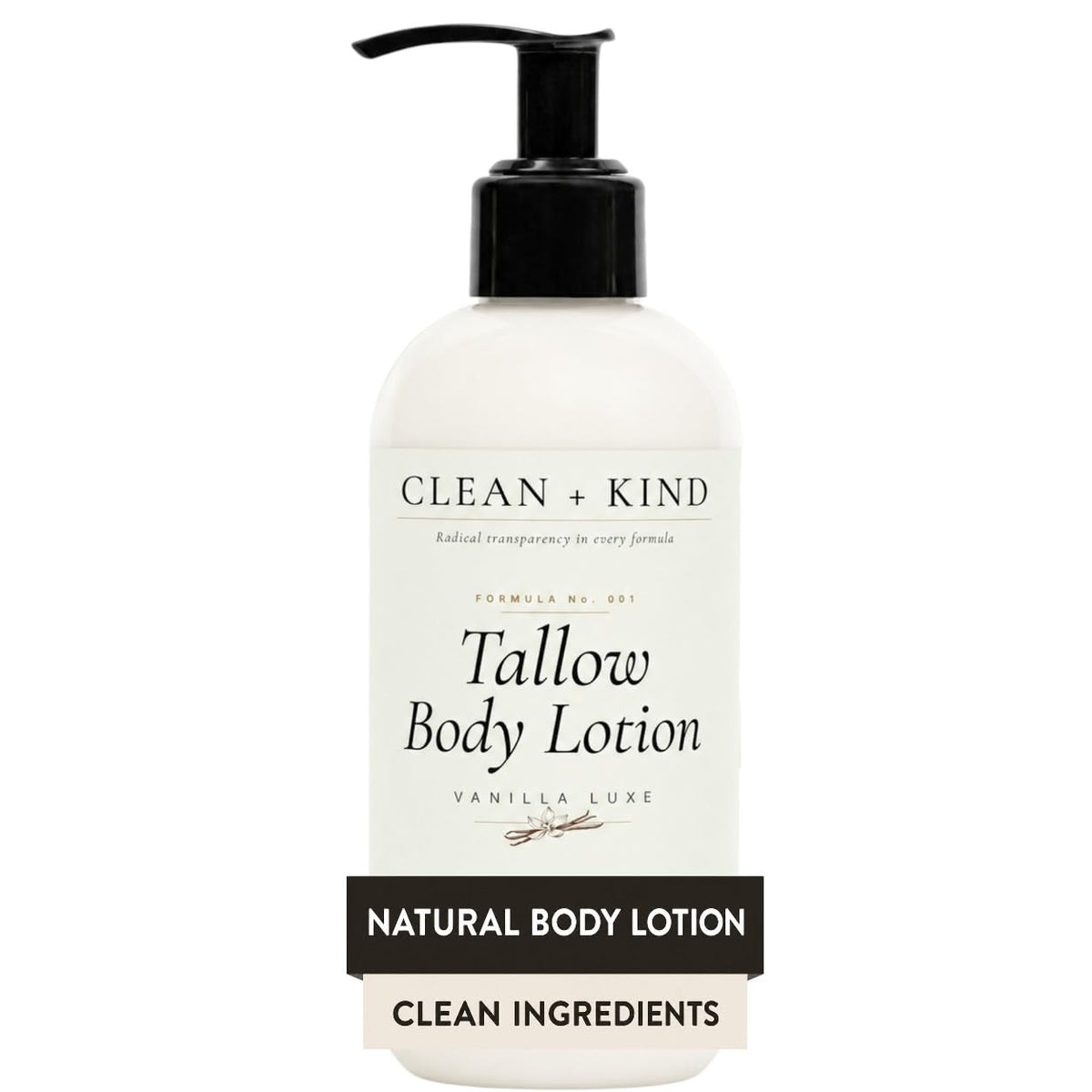 Clean + Kind front packaging showing clean label and vanilla scent benefit