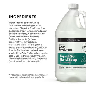 Clean Revolution jug in a bathroom setting illustrating refill convenience and pleasant scent