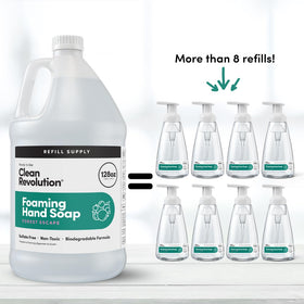 Clean Revolution on bathroom vanity showing elegant scent and family-friendly use