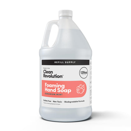 Clean Revolution front gallon packaging showing brand and refill benefit