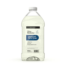 Clean Revolution front label on 64 oz refill showing product benefits
