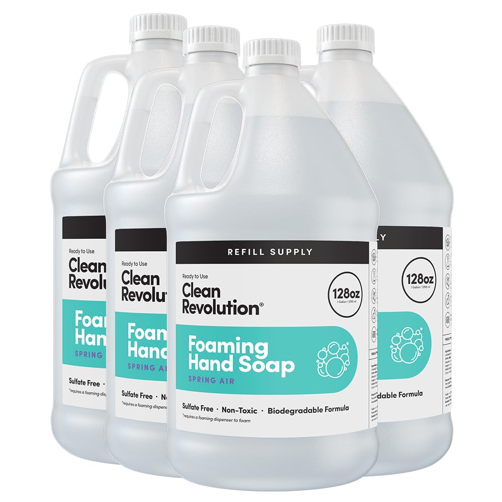 Clean Revolution front packaging showing Spring Air gallon and clear labeling for bulk refills
