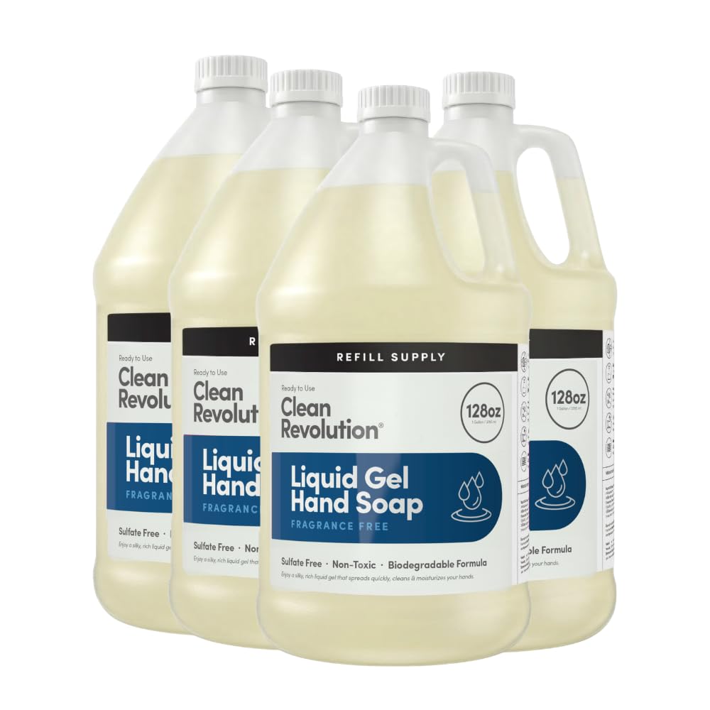 Clean Revolution front packaging showing 128 fl oz refill and product benefit of bulk convenience