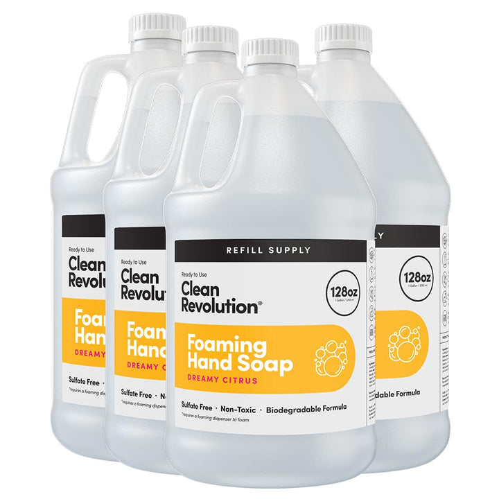 Clean Revolution front packaging showing 128oz refill and brand clarity for easy bulk use