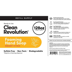 Clean Revolution label and ingredient panel closeup showing sulfate-free, cruelty-free formula
