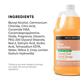Clean Revolution size and scale comparison showing gallon vs 12oz bottle