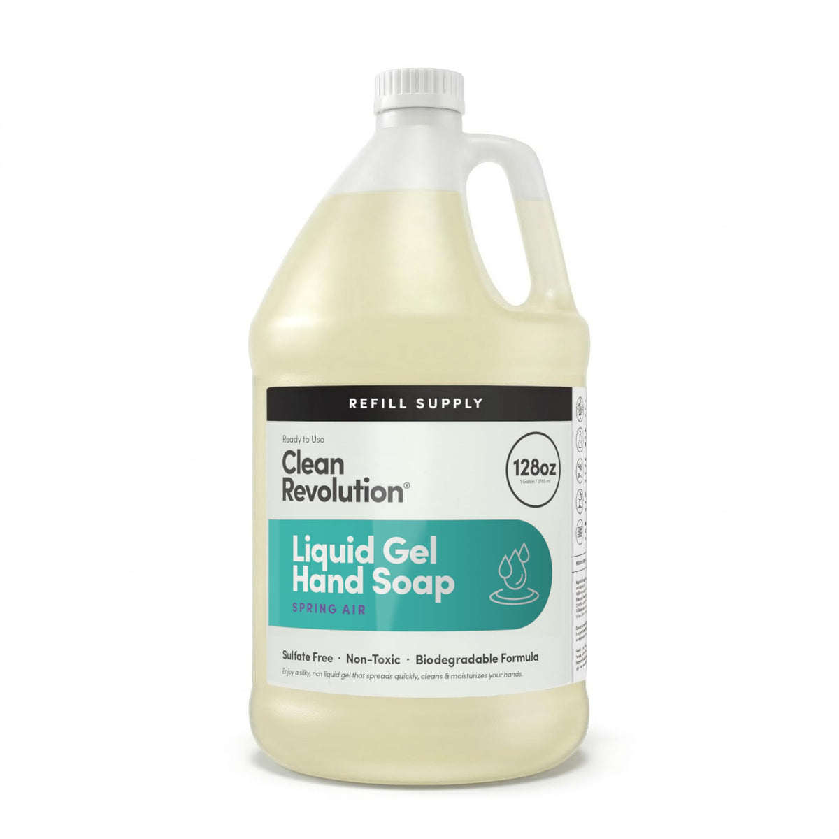 Clean Revolution front packaging showing 128 oz refill and clear label benefit
