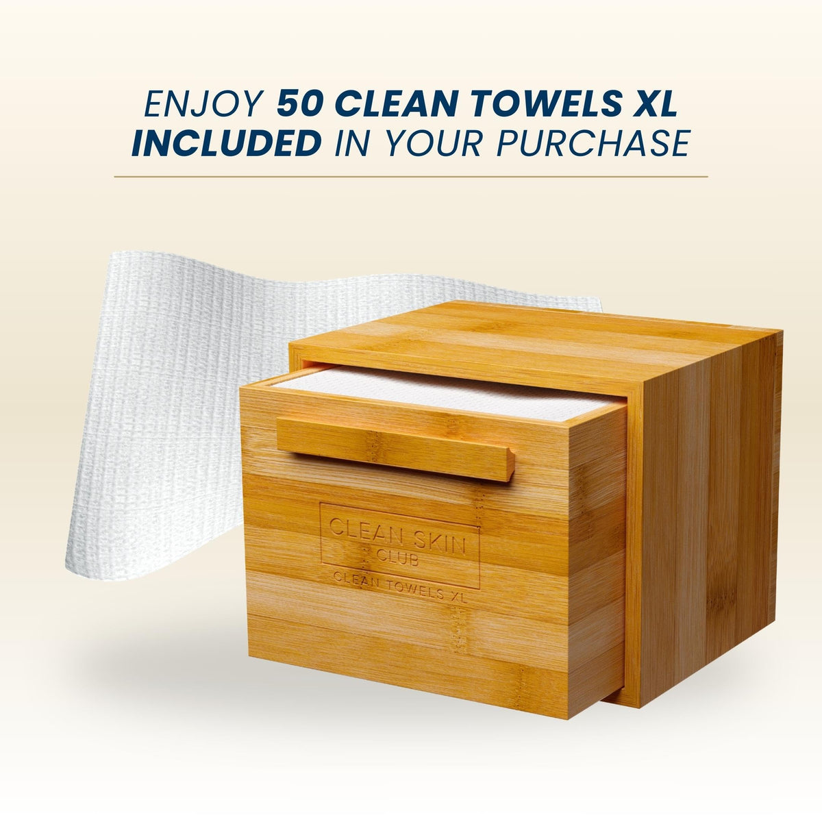 CLEAN SKIN CLUB container on vanity displaying tidy, stylish bathroom storage
