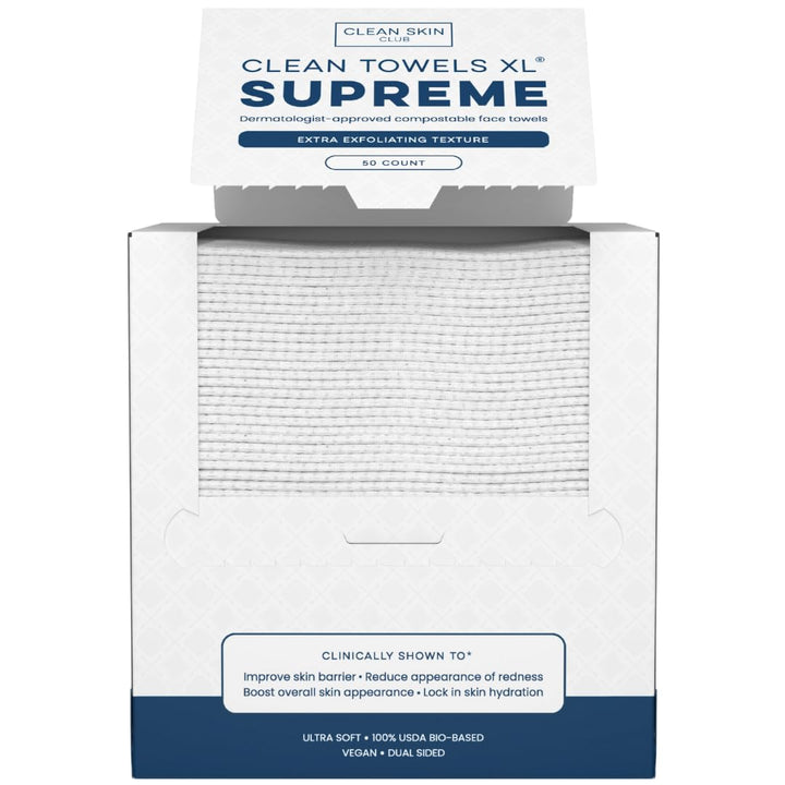 CLEAN SKIN CLUB front packaging showing 50-count convenience and clarity