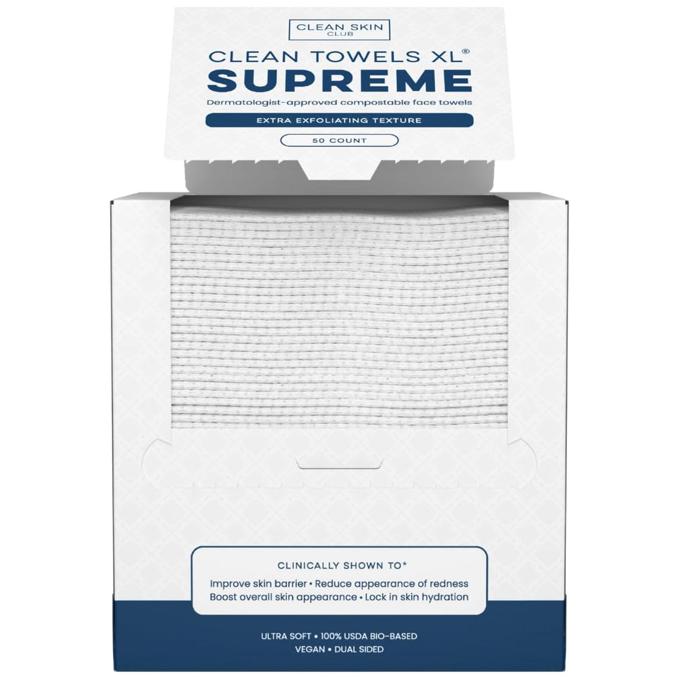 CLEAN SKIN CLUB front packaging showing 50-count convenience and clarity
