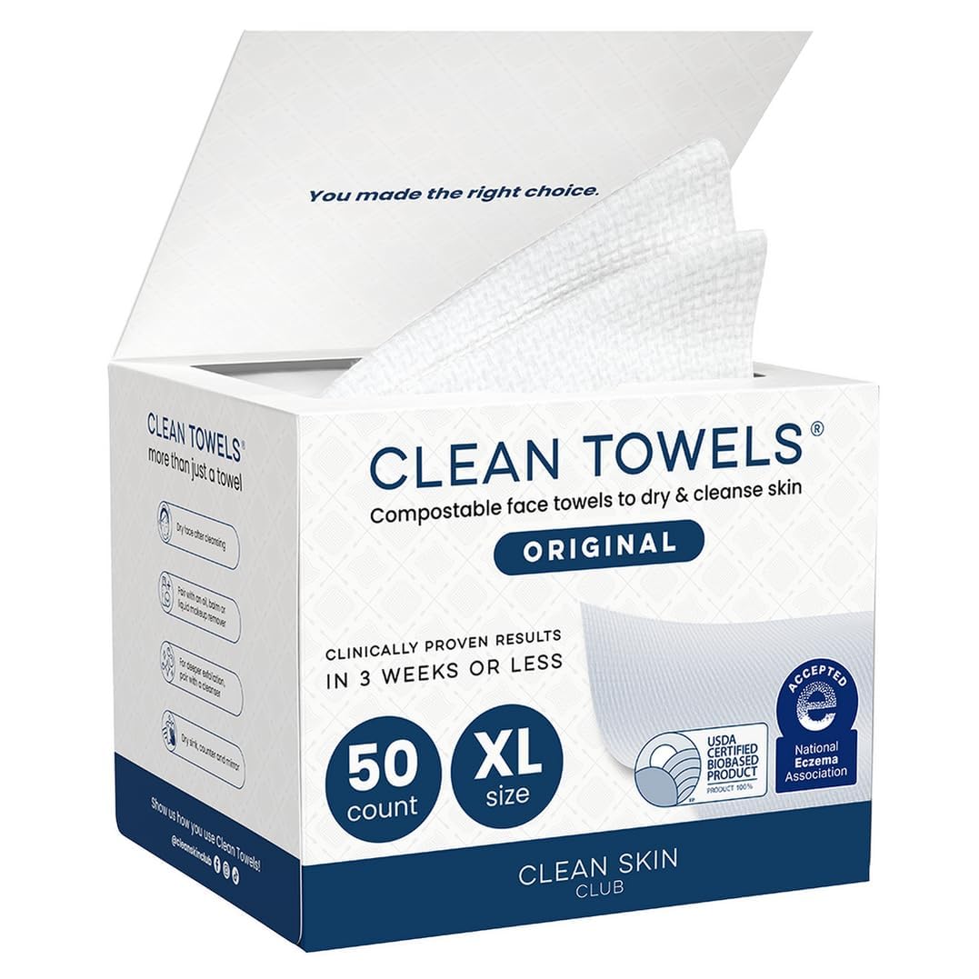 clean skin club front packaging showing 50-count pack and XL size benefit