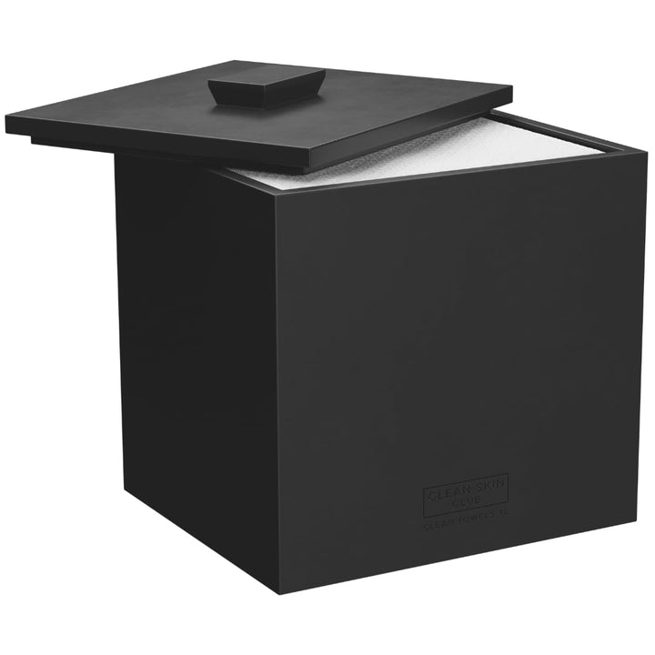 CLEAN SKIN CLUB front view matte onyx box shows sleek counter styling and secure storage